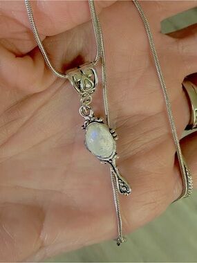 Victorian / Eclectic Moonstone Mirror Necklace
